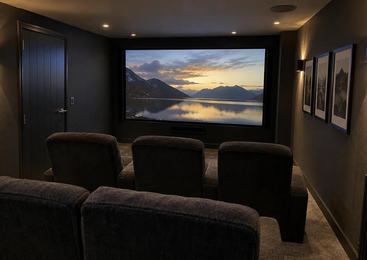 Home cinema screen in a Maidstone home