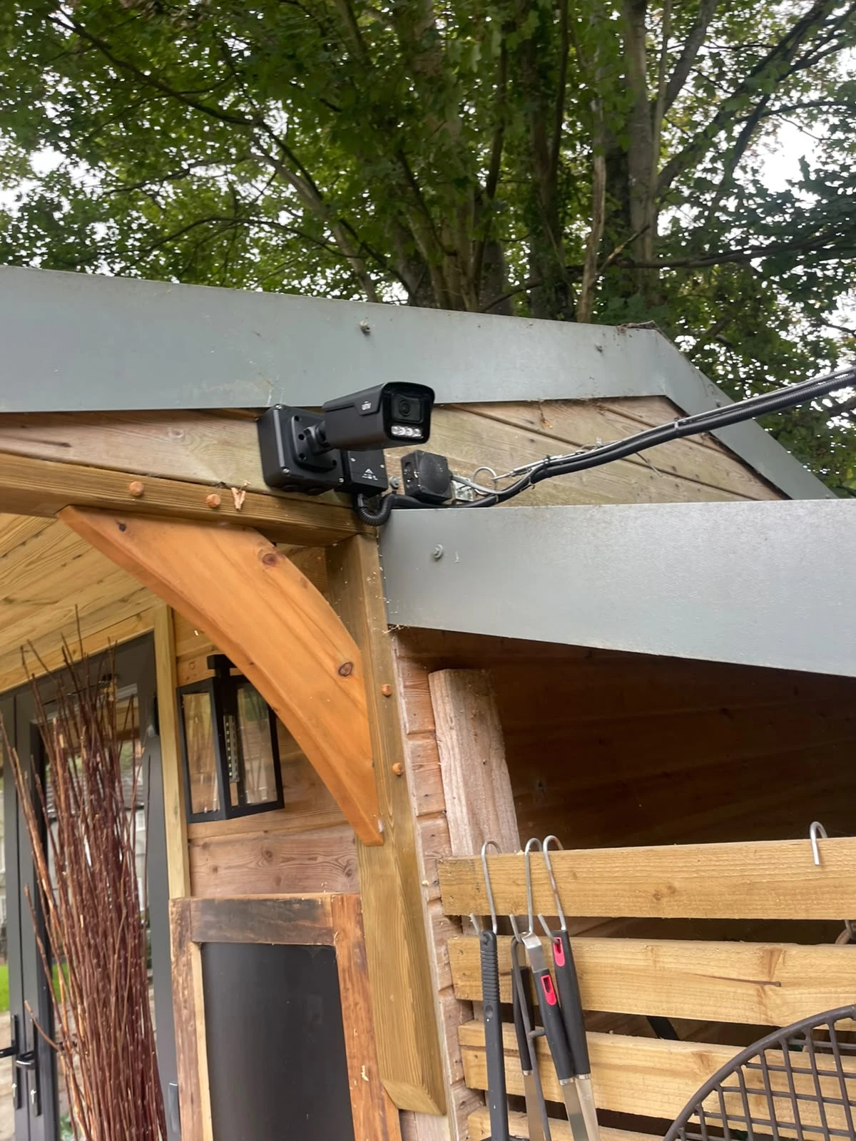 Colour night vision CCTV camera fitted to a garden office in Kent